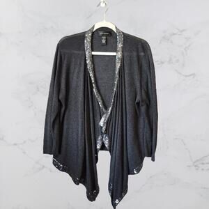 Cable & Gauge Gray Open Sequins Waterfall Cardigan XL